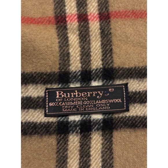 BURBERRYS OF LONDON 60% CASHMERE 40% LAMBSWOOL NOVA CHECK SCARF 53" x 11.5” - Picture 2 of 6